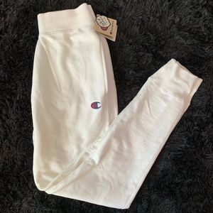 Reverse Weave White Champion Joggers